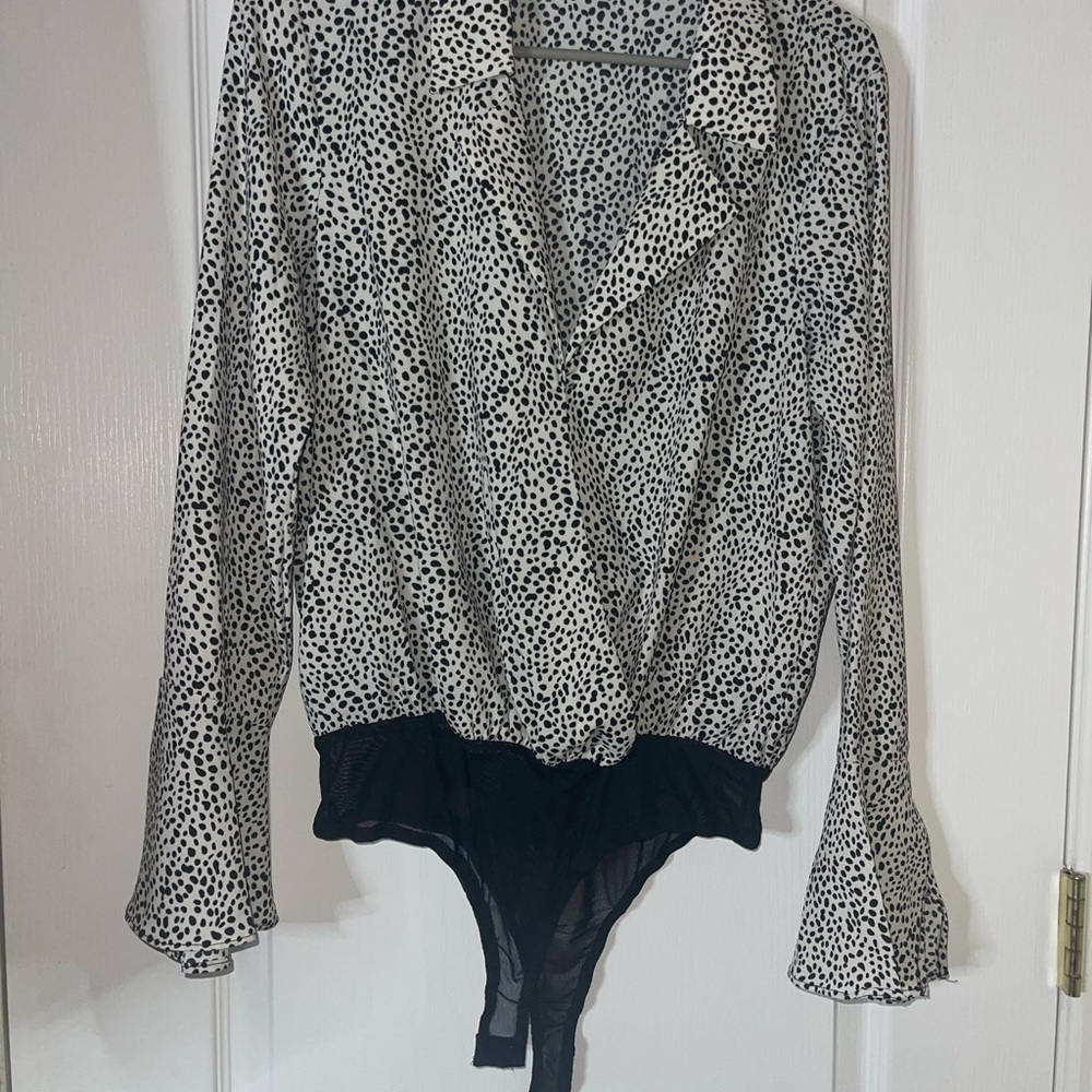 Stylish Black and White Women's bodysuit top